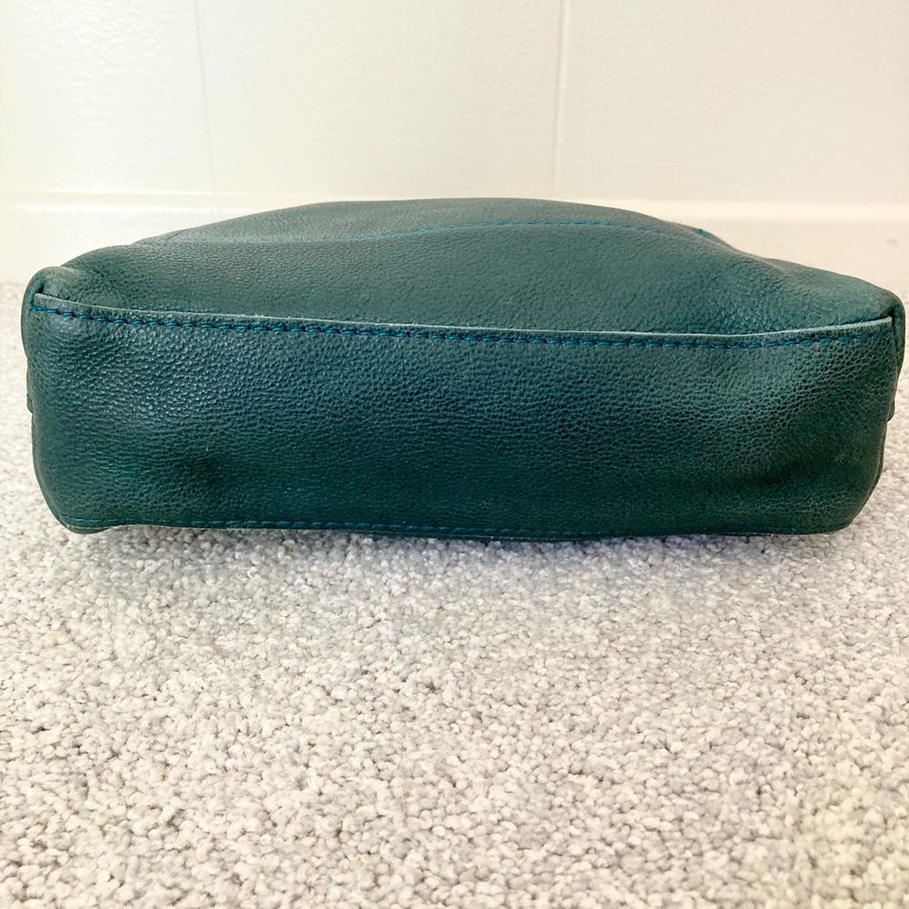 Portland Leather PLG Poppy Lagoon Teal Green Pebbled Leather Crossbody Bag Purse - Picture 5 of 10